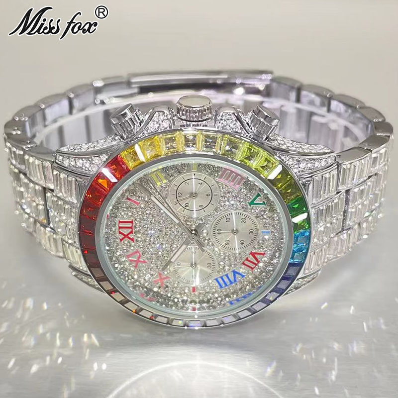 Luxury Watch Name - MISSFOX-Montre Glacée de Luxe pour Homme,