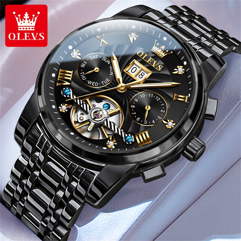 Automatic Pilot Watch - OLEVS classique hommes montres Tourbillon multi-fonction