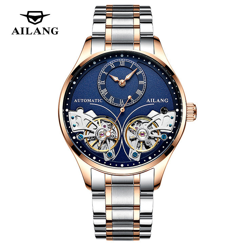 Automatic Pilot Watch - AILANG flambant neuf mode Double Tourbillon